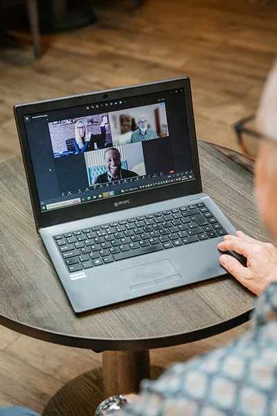 David Brown running an online Peer Support Session